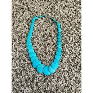 Colar Boho‎ Redondo Pedra Howlita Turquesa necklace